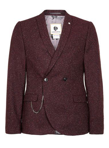 Topman Mens Red Noose & Monkey Burgundy Blazer