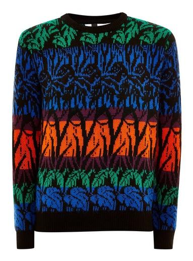 Topman Mens Multi Rainbow Fluffy Tropical Jumper