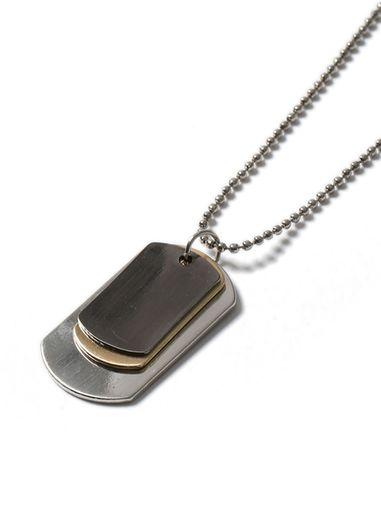 Topman Mens Metallic Mixed Metal Triple Dog Tag Necklace*