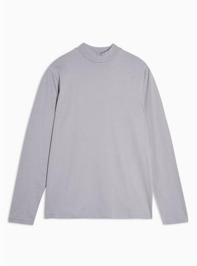 Topman Mens Grey Turtle Neck Long Sleeve T-shirt