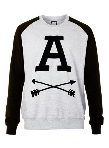Topman Mens Art Disco Grey And Black Arrow Print Sweatshirt*