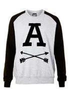 Topman Mens Art Disco Grey And Black Arrow Print Sweatshirt*