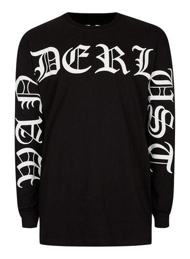 Topman Mens Black Wanderlust Oversized Long Sleeve T-shirt