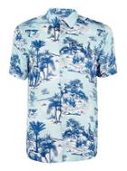 Topman Mens Blue Premium Safari Print Short Sleeve Shirt
