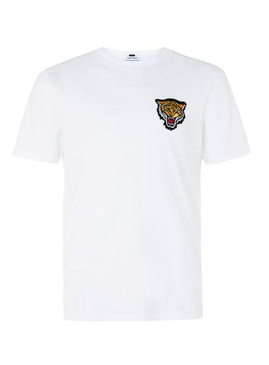 Topman Mens White Tiger Badge T-shirt