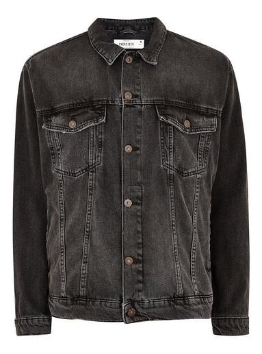 Topman Mens Black Oversized Denim Jacket