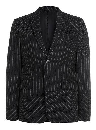 Topman Mens Rogues Of London Black Wool Blend Pinstripe Blazer