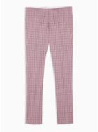 Topman Mens Pink Check Skinny Fit Suit Trousers