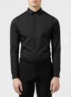 Topman Mens Black Stretch Long Sleeve Smart Shirt