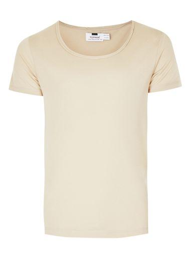 Topman Mens Light Brown Scoop Neck T-shirt