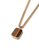 Topman Mens Gold Look And Brown Stone Pendant Necklace*