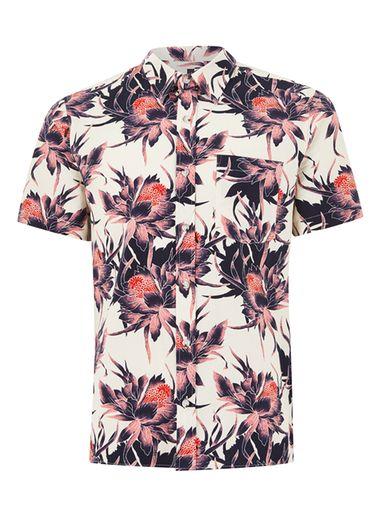 Topman Mens Multi Floral Printed Short Sleeve Shirt