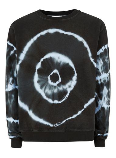Topman Mens Blue Rinse Vintage's Black Tie Dye Sweatshirt*