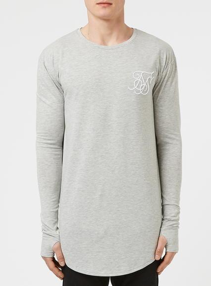 Topman Mens Siksilk Grey Marl Long Sleeve Undergarment T-shirt*