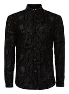 Topman Mens Black Burnout Textured Casual Shirt