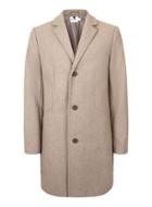 Topman Mens Brown Oat Wool Rich Overcoat