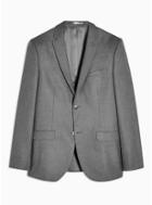 Topman Mens Grey Slim Fit Single Breasted Blazer With Notch Lapels