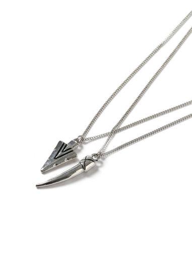 Topman Mens Silver Look Shard Pendant Multi Row Necklace*