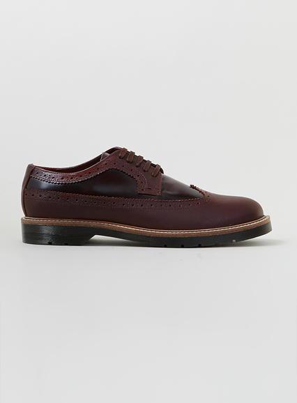 Topman Mens Black Burgundy Leather Brogues