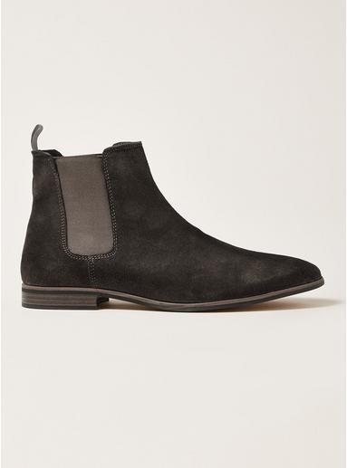 Topman Mens Grey Gray Suede Track Chelsea Boots