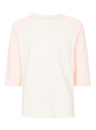 Topman Mens Multi Ltd Pink And White Baseball T-shirt