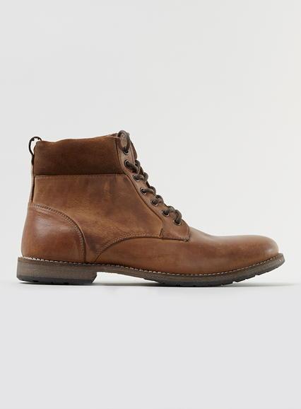 Topman Mens Brown Tan Leather Cuff Boots