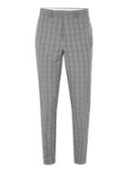 Topman Mens Mid Grey Gray And Black Check Muscle Fit Suit Pants