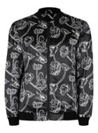 Topman Mens Black Poppy Print Formal Bomber Jacket
