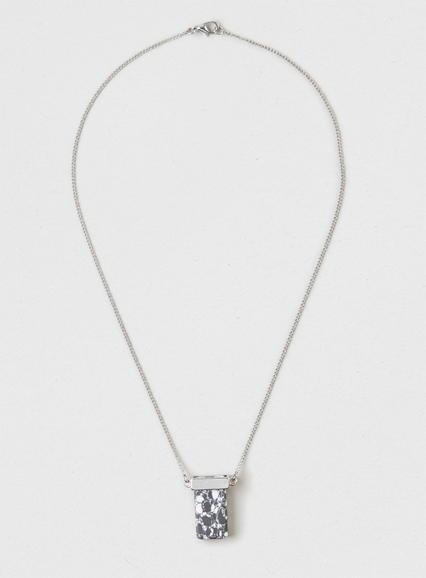 Topman Mens Grey Square Semi Precious Pendant Necklace
