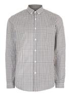 Topman Mens Grey And Stone Gingham Button Down Dress Shirt