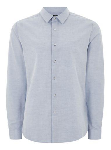 Topman Mens Blue Slub Shirt