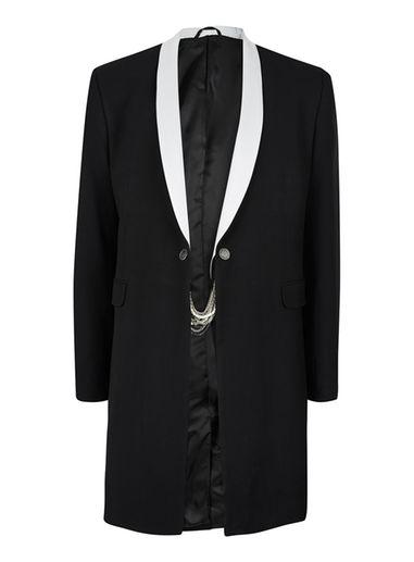 Topman Mens Topman Design Black And White Tailored Coat