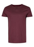Topman Mens Red Burgundy Grandad Collar Short Sleeve T-shirt