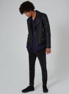 Topman Mens Navy Crepe Piped Long Sleeve Shirt
