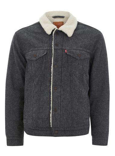 Topman Mens Grey Levi's Gray Sherpa Jacket