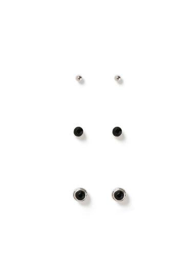 Topman Mens Black Jet Stud Earring Pack Of 3*