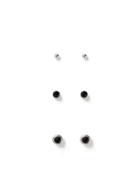 Topman Mens Black Jet Stud Earring Pack Of 3*