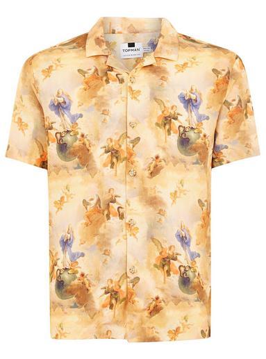 Topman Mens Multi Renaissance Style Short Sleeve Shirt