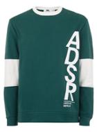 Topman Mens Green Teal And White 'adsr' Panelled Sweatshirt