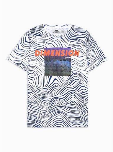 Topman Mens White Dimension Print T-shirt