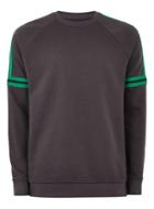 Topman Mens Grey Charcoal Gray Contrast Taping Sweatshirt