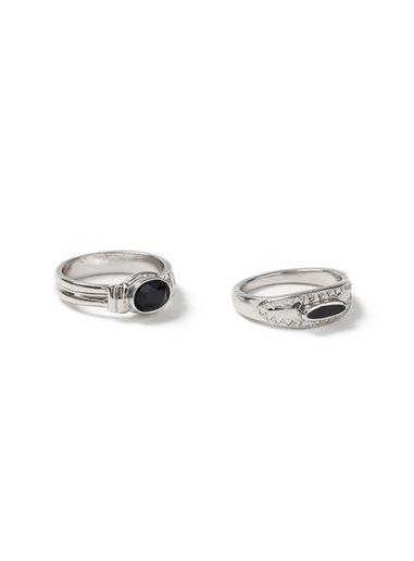 Topman Mens Black Jet Ring 2 Pack*