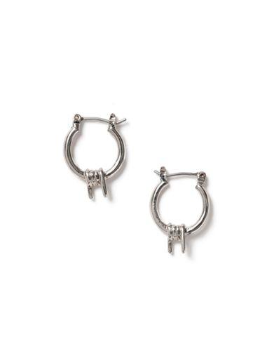 Topman Mens Silver Look Barb Wire Hoop Earrings*