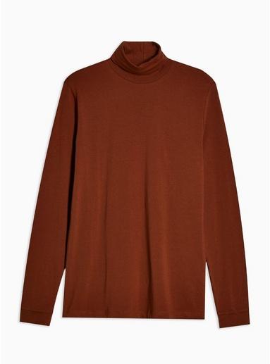 Topman Mens Almond Brown Turtle Neck T-shirt