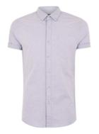 Topman Mens Purple Lilac And White Muscle Short Sleeve Oxford Shirt