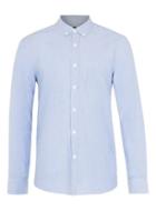 Topman Mens Blue And White Stripe Button Down Casual Shirt