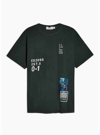 Topman Mens Khaki Placement Print T-shirt