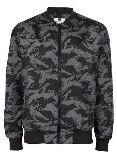 Topman Mens Grey Tiger Print Bomber Jacket