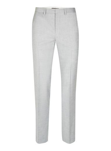 Topman Mens Light Blue Crosshatch Slim Fit Suit Pants