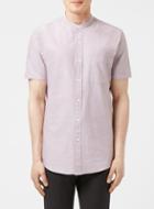 Topman Mens Red Burgundy And White Oxford Short Sleeve Casual Shirt